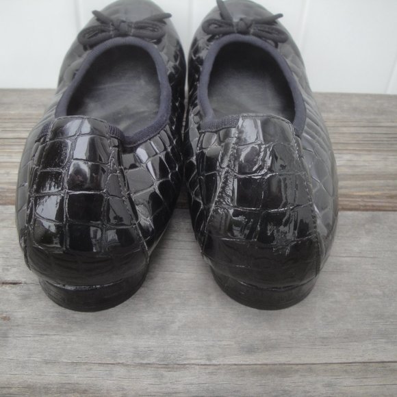 David Tate Glow Black Croc Ballet Flats Patent Leather Shoes Size 8WW - Picture 4 of 6